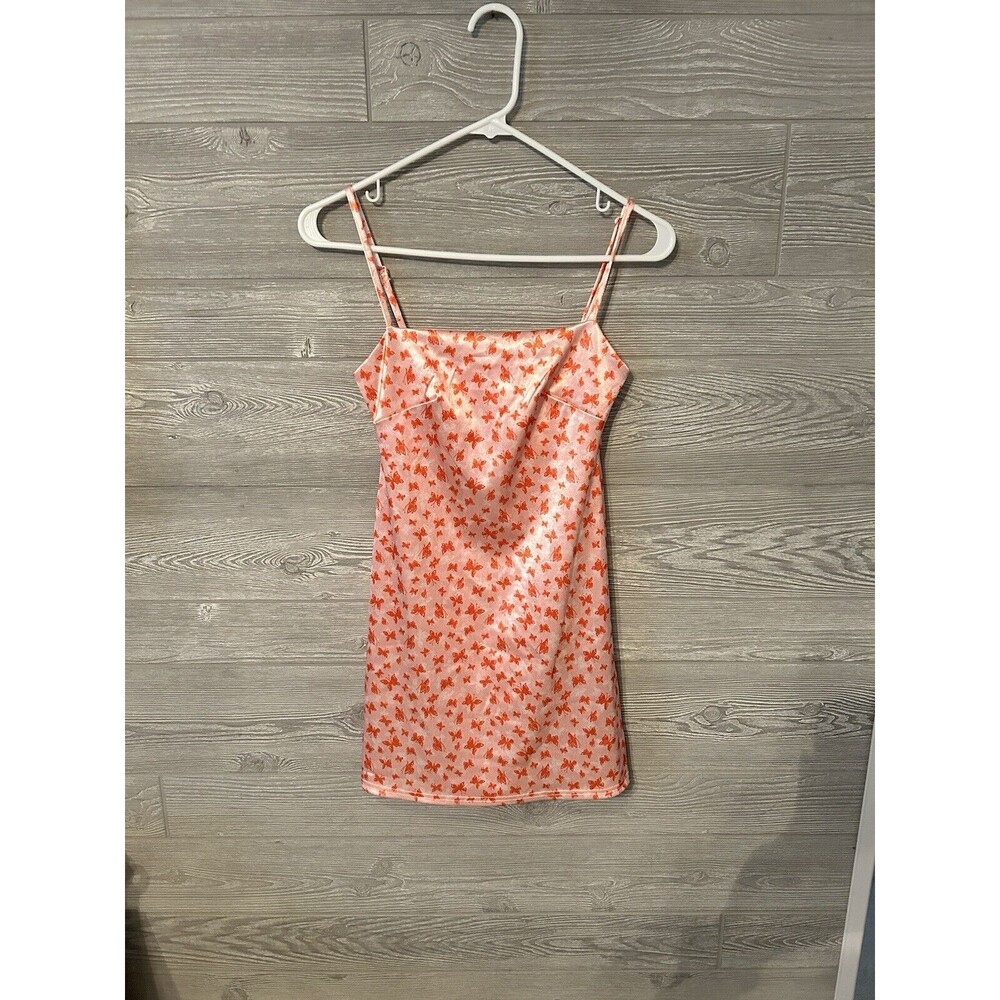 Urban Outfitters UO 90s Y2K Style Pink Satin Butterfly Dragon Mini Dress Size XS